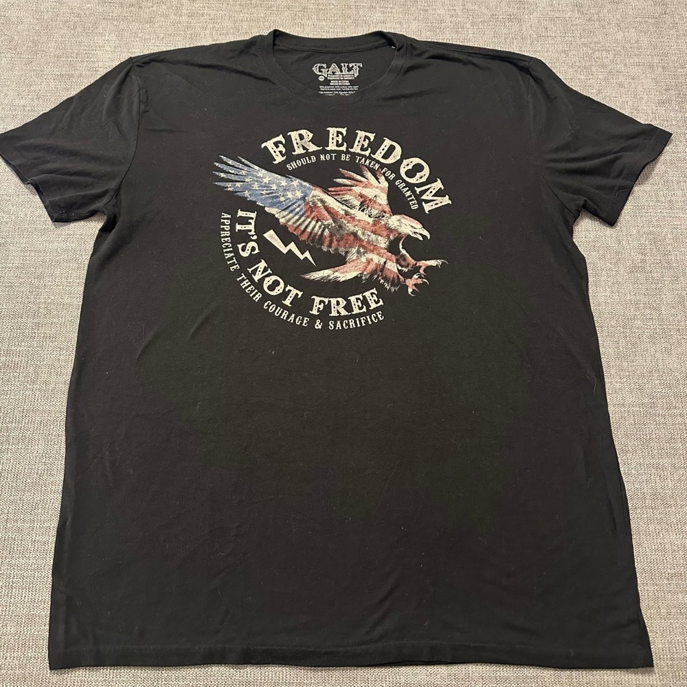 Galt Graphic T-Shirt Mens XXL Black Patriotic American Eagle Freedom